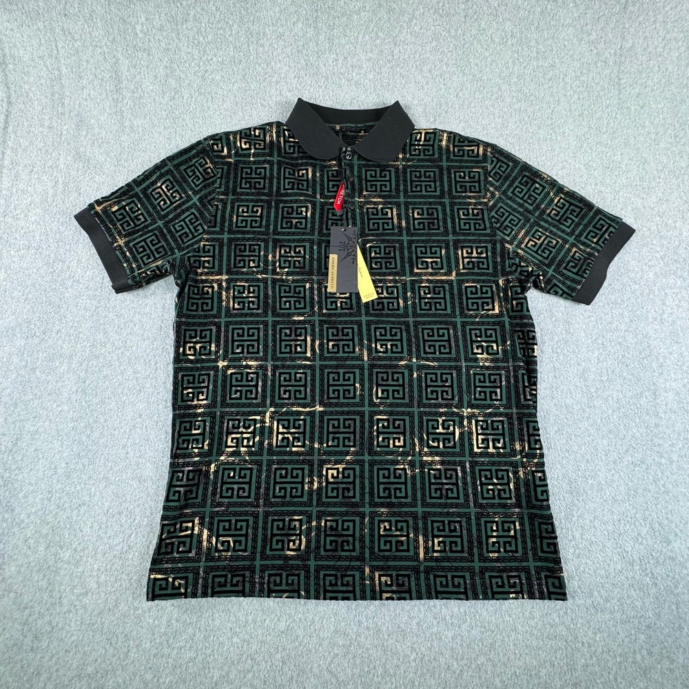AMERICAN BREED LUXURY POLO SHIRT Mens XL Green Velvet Stretch Cotton NWT